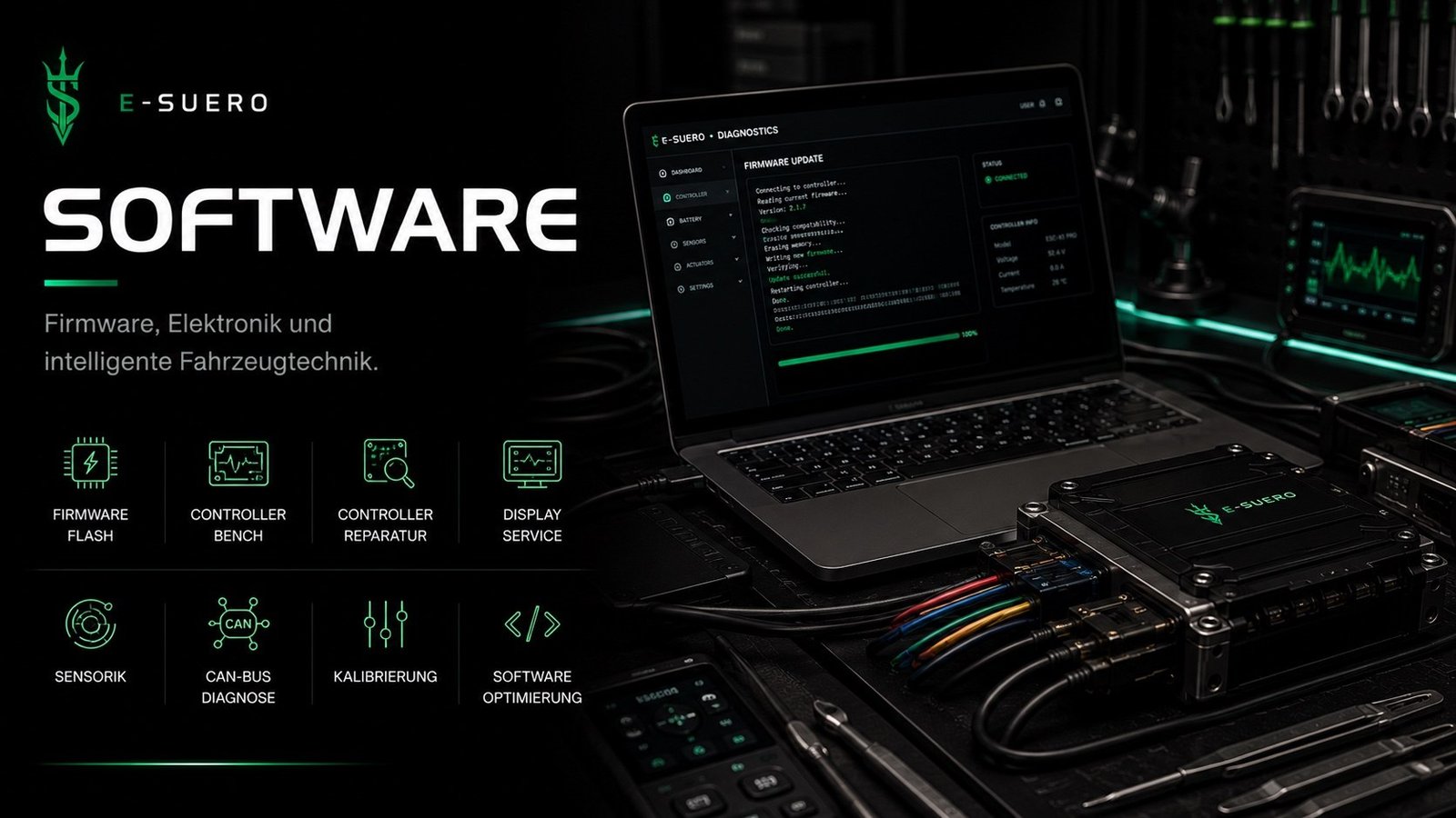 E-Suero Software — Firmware, Elektronik und intelligente Fahrzeugtechnik.